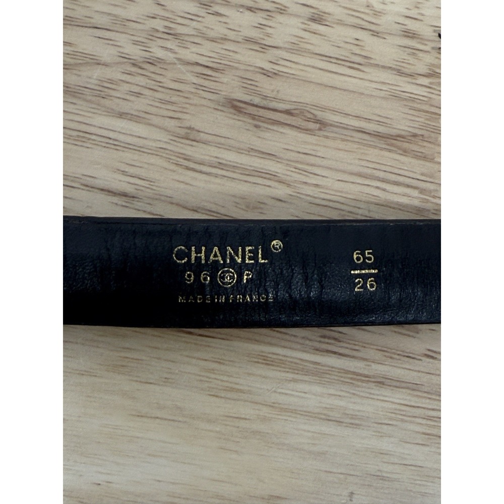 Authentic CHANEL Vintage 1996 Belt Leather Coco Mark/Black Belt Sz 65/26 CC Logo - Picture 7 of 16